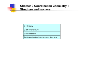 Coordination Numbers and Structures