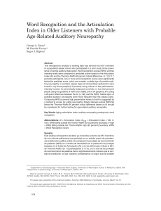 Word Recognition and the Articulation Index in Older Listeners with