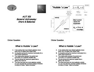 v = H o χ d “Hubble`s Law”