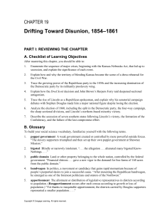 Drifting Toward Disunion, 1854–1861