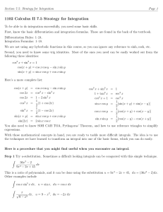 1102 Calculus II 7.5 Strategy for Integration