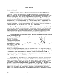 SR 1 1 Special relativity, 1 Newton and Maxwell We have seen that