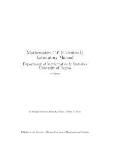 Mathematics 110 Laboratory Manual