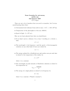 Some formulas for astronomy ASTR 122 Fall Quarter 2007 D. E.