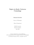 Topics in Early Universe Cosmology