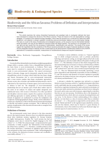 Biodiversity and the African Savanna: Problems of Definition and