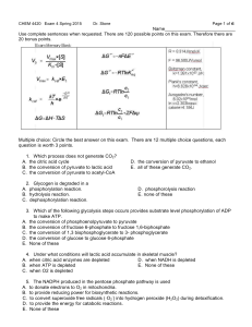 Exam 4, 2015 - Biochemistry at CSU, Stanislaus