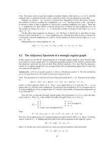 4.2 The Adjacency Spectrum of a strongly regular graph