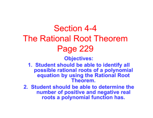 Section 4-4 The Rational Root Theorem Page 229