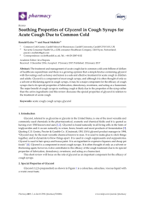 Soothing Properties of Glycerol in Cough Syrups for Acute Cough