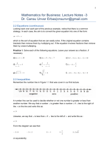 Mathematics for Business: Lecture Notes
