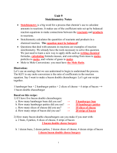 Unit 9 Stoichiometry Notes