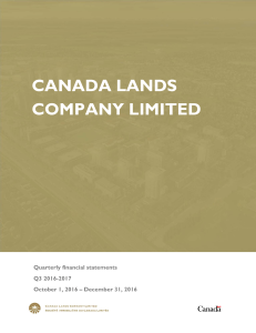 2016-2017 Canada Lands Company Limited Quarterly Financial