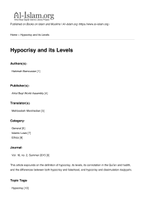 Hypocrisy and its Levels - Al