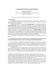 Lexical and Viewpoint Aspect in Kubeo