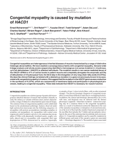 Congenital myopathy is caused by mutation of HACD1