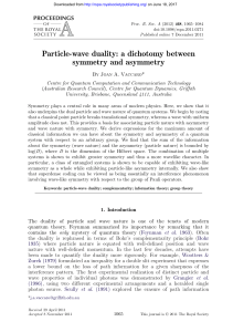 Particle-wave duality - Proceedings of the Royal Society A