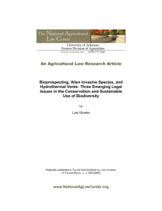 An Agricultural Law Research Article Bioprospecting, Alien Invasive