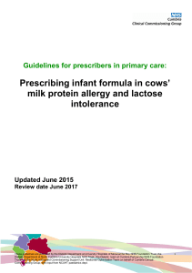Prescribing infant formula in cows` milk protein allergy