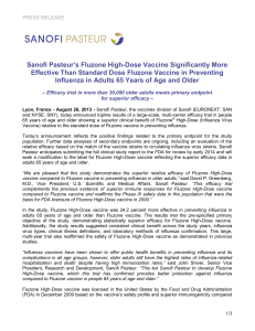 Sanofi Pasteur`s Fluzone High-Dose Vaccine Significantly More