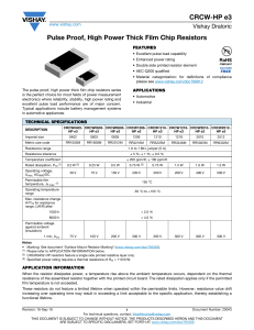 CRCW-HP e3 Pulse Proof, High Power Thick Film Chip Resistors