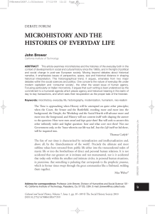 MICROHISTORY AND THE HISTORIES OF EVERYDAY LIFE