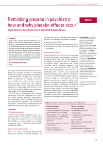 Rethinking placebo in psychiatry: how and why placebo effects occur†