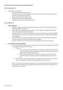 Q9 Describe how the body defends against infection