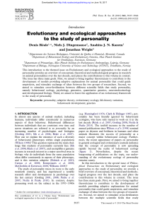 Evolutionary and ecological approaches to the study of personality