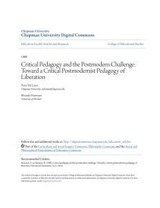 Critical Pedagogy and the Postmodern Challenge