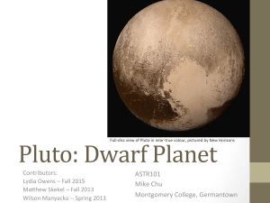 Pluto: Dwarf Planet - ASTR101