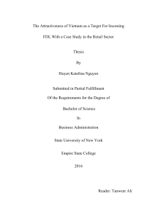 The Attractiveness of Vietnam as a Target For Incoming FDI, With a