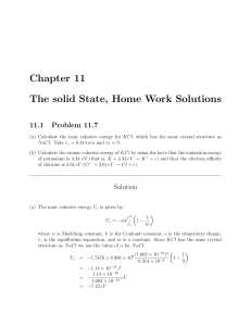 Chapter 11 The solid State, Home Work Solutions