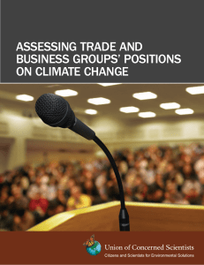 assessing trade and business groups` positions on climate change