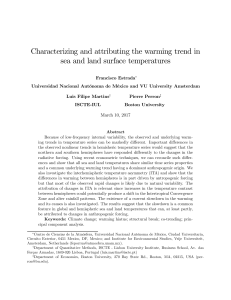 Characterizing and attributing the warming trend in sea and land