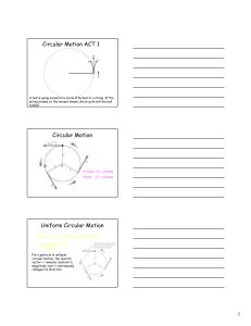 Circular Motion ACT 1 Circular Motion Uniform Circular Motion