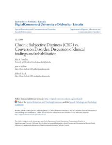 Chronic Subjective Dizziness (CSD) vs. Conversion Disorder