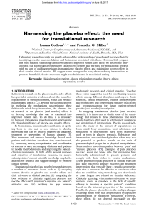 Harnessing the placebo effect - Philosophical Transactions of the