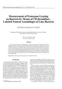 Measurement of Protozoan Grazing on Bacteria by Means of [ H