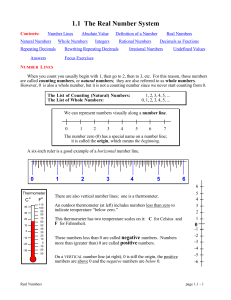 1.1 The Real Number System