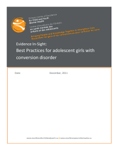 Best Practices for adolescent girls with conversion disorder