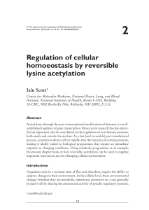 Regulation of cellular homoeostasis by reversible lysine acetylation