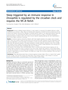 Sleep triggered by an immune response inDrosophilais regulated by