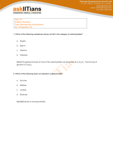 Class: 12 Subject: chemistry Topic: Biomolecules and