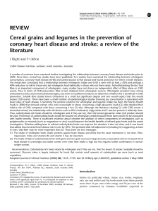 Cereal grains and legumes in the prevention of coronary