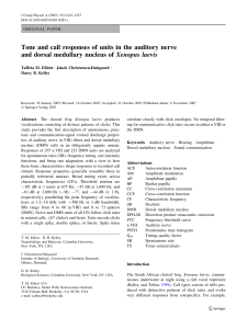 Tone and call responses of units in the auditory nerve and dorsal