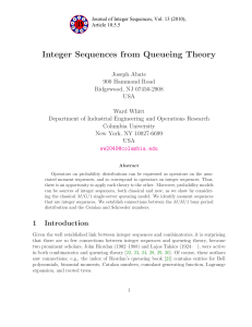 Integer Sequences from Queueing Theory