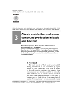 3 Citrate metabolism and aroma compound production in lactic acid