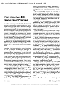 Fact Sheet on US Invasion of Panama