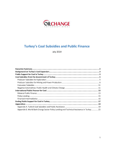 Turkey`s Coal Subsidies and Public Finance